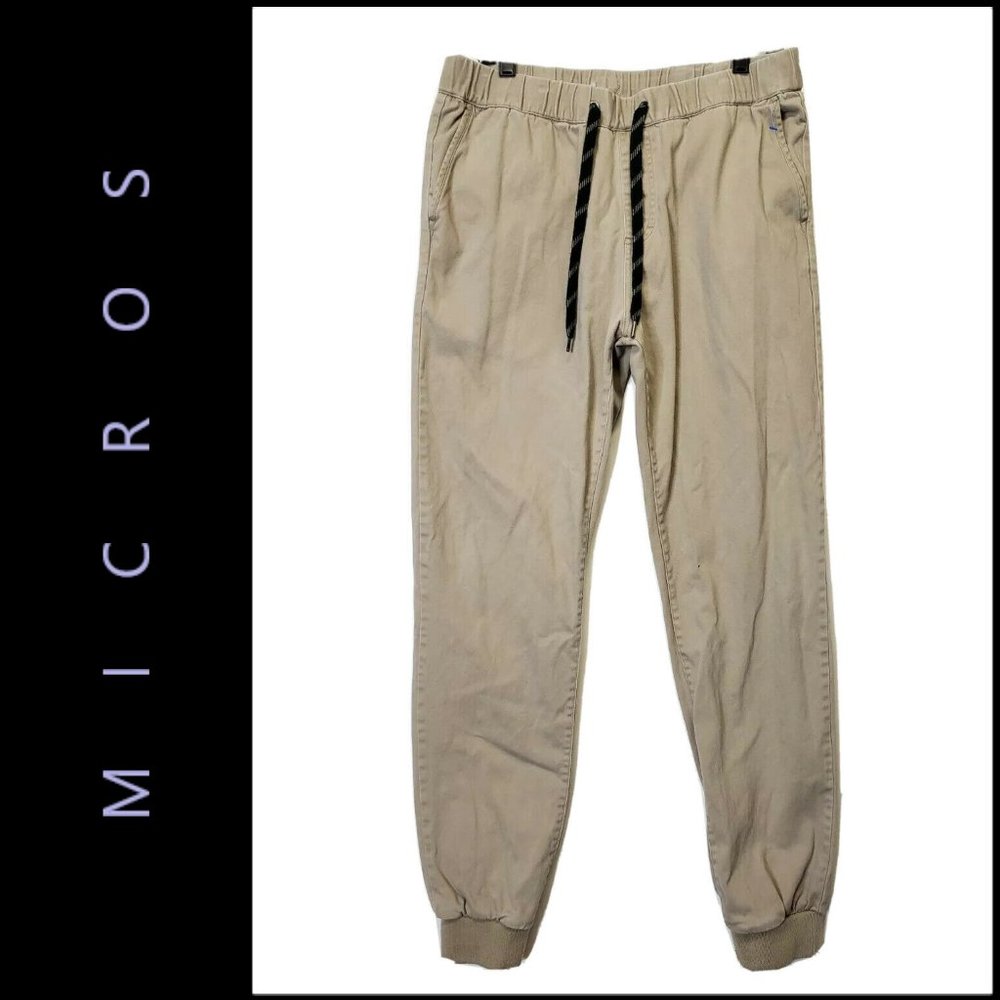 Micros Men Drawstring Jogger Pants Khaki Size 34 /